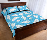 Cute white sea lion seals pattern Quilt Bed Set