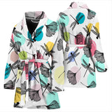 Dragonflies Ginkgo Leaves Pattern Women'S Bathrobe