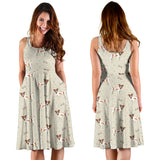 Jack Russel Pattern Print Design 02 Sleeveless Midi Dress