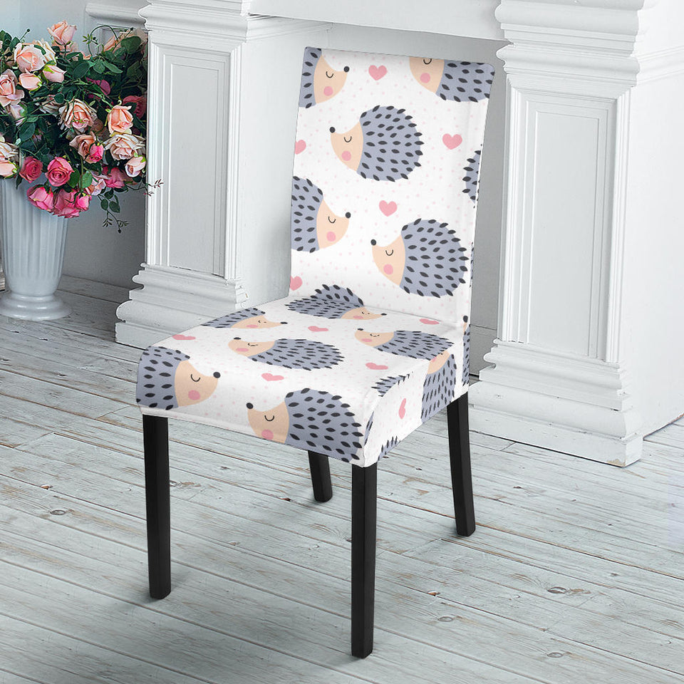 Hedgehog Pattern Print Design 04 Dining Chair Slipcover