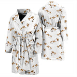 Jack Russel Pattern Print Design 04 Men's Bathrobe