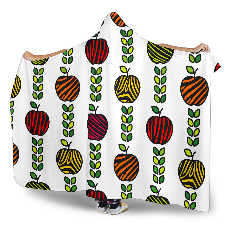 Colorful Apples Leave Zebra Stripe Hooded Blanket