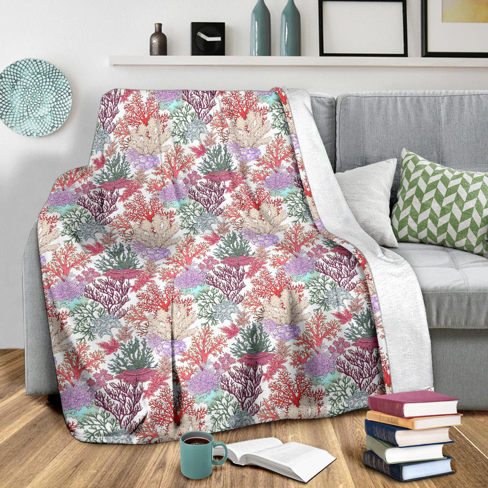 Coral Reef Pattern Print Design 03 Premium Blanket