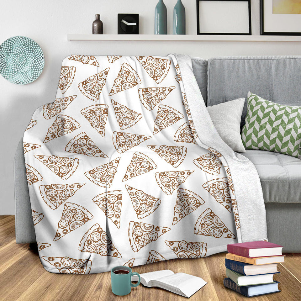 Hand Drawn Pizza Pattern Premium Blanket