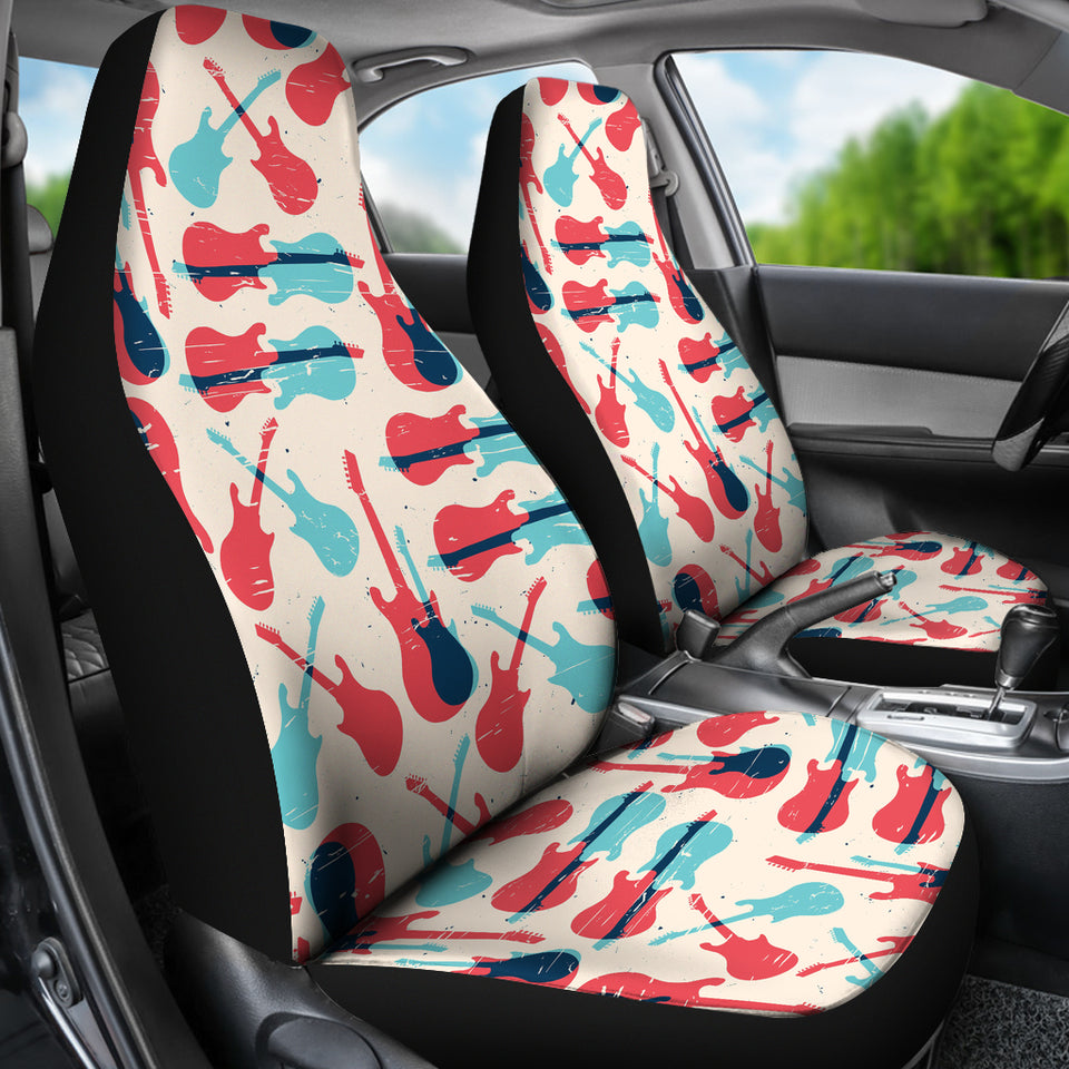 Red Blue Guitar Pattern Universal Fit Car Seat Covers