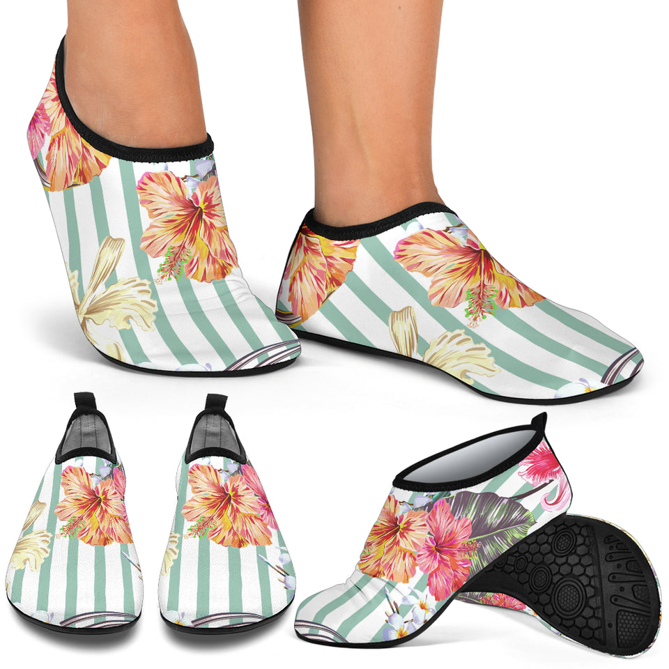 Colorful Orchid Flower Pattern Aqua Shoes