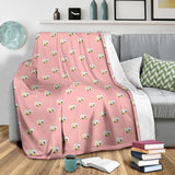 Cute Hamster Cheese Pattern Pink Background Premium Blanket