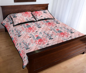 Octopus winter hat garland Fish candy Seaweed Coral Starfish Quilt Bed Set