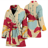 Red Bonsai Gray Sun Japanese Pattern Women'S Bathrobe