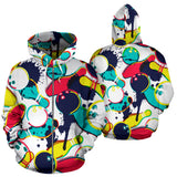 Watercolor Bowling Ball Pins Zip Up Hoodie