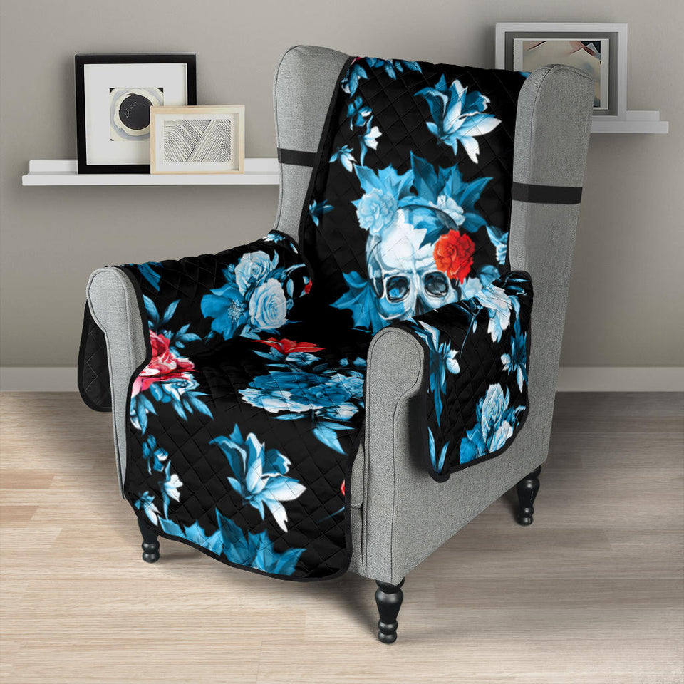 Skull flower roses leave pattern Chair Cover Protector