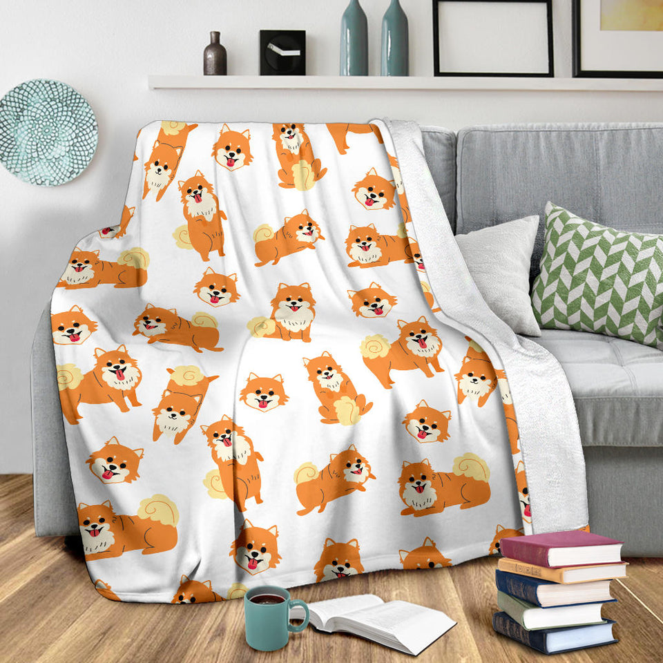 Brown Pomeranian Pattern Premium Blanket
