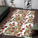 Red Tulips And Daffodils Pattern Area Rug