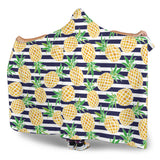 Pineapples Pattern Striped Background Hooded Blanket