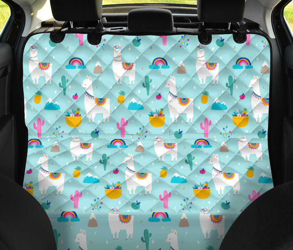 Llama Alpaca Cactus Leaves Pattern Dog Car Seat Covers