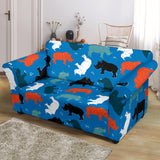 Colorful Rhino Pattern Loveseat Couch Slipcover