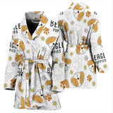 Cute Beagle Dog Pattern Background Women'S Bathrobe
