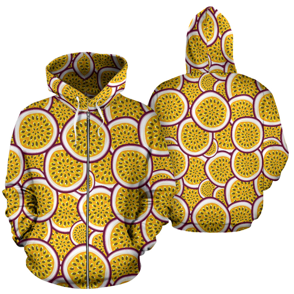 Passion Fruits Slice Pattern Zip Up Hoodie