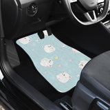 White Cute Hamsters Heart Pattern Front And Back Car Mats
