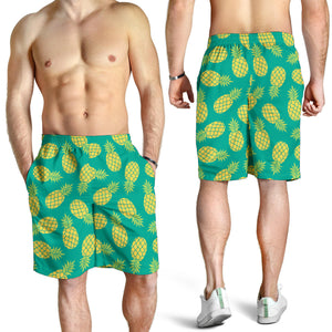 Pineapples Pattern Green Background Men Shorts