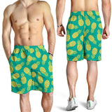 Pineapples Pattern Green Background Men Shorts