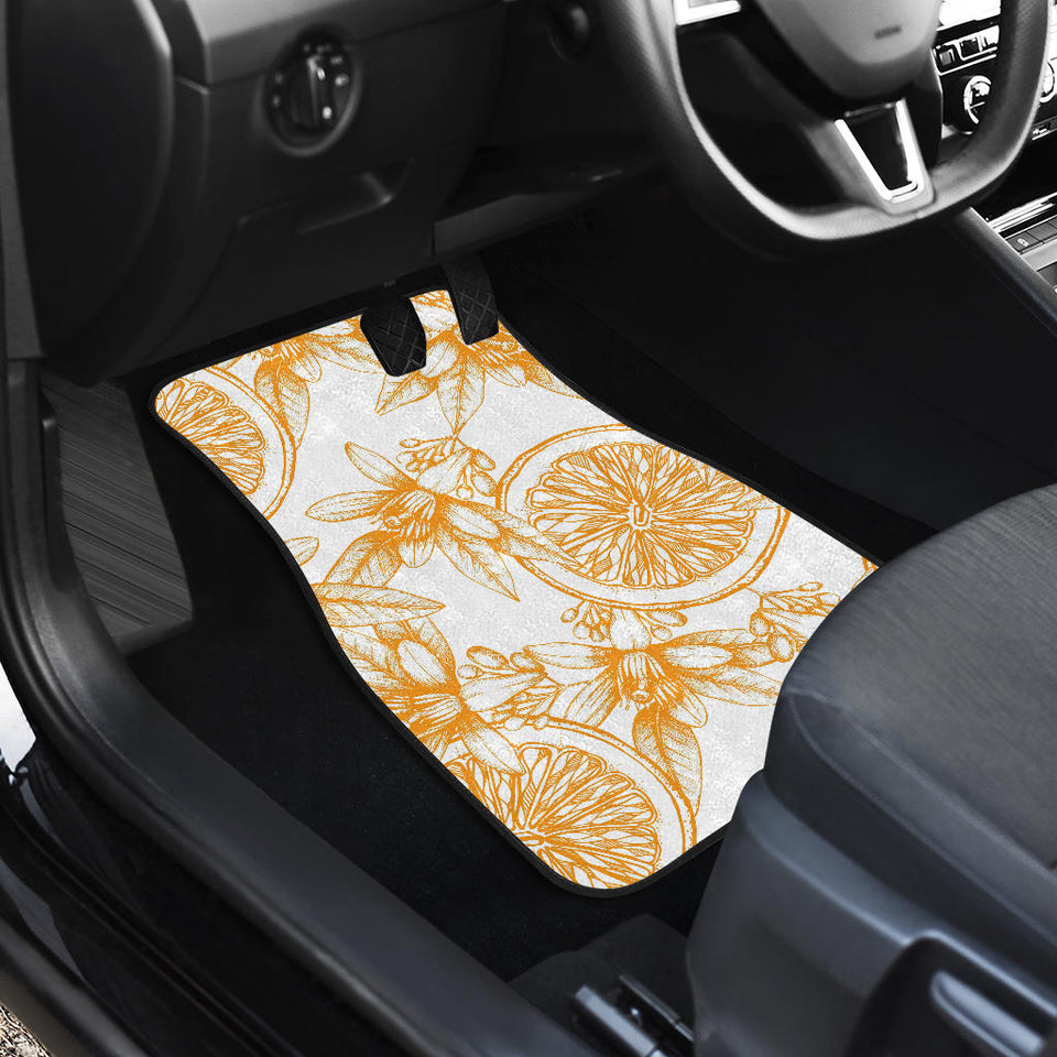 Hand Drawn Orange Fruit Pattern Front And Back Car Mats