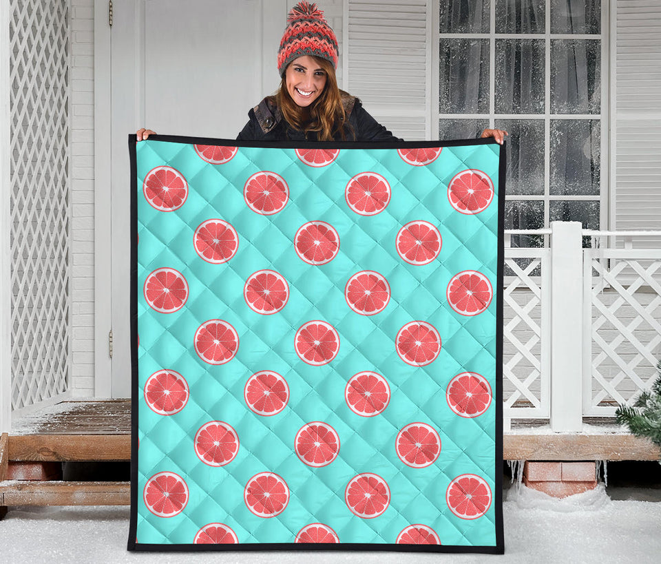 Grapefruit Green Background Premium Quilt