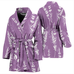 Lavender Flowers Purple Pattern Women'S Bathrobe