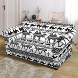 Camel Polynesian Tribal Pattern Loveseat Couch Slipcover