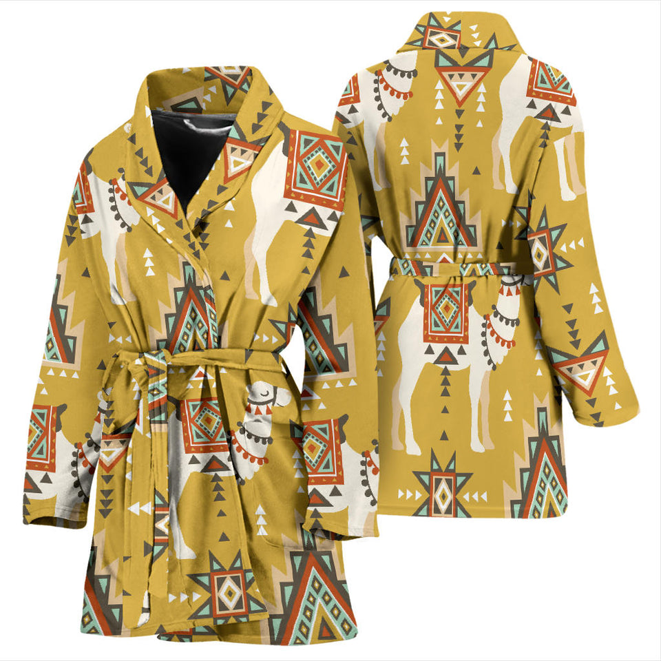 Camels Ethnic Motif Pattern Women'S Bathrobe