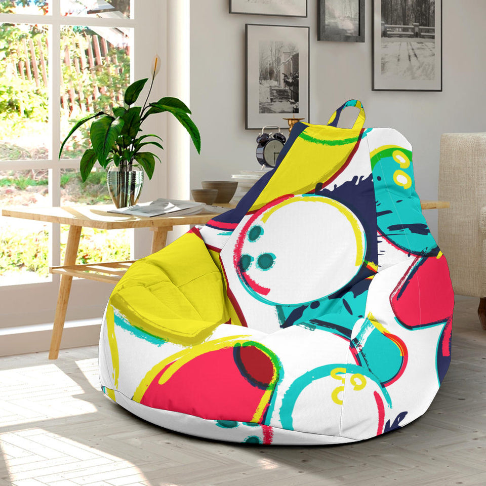 Watercolor Bowling Ball Pins Bean Bag Cover