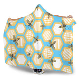 Bee Honeycomb Pattern Hooded Blanket
