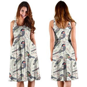 Pigeon Pattern Print Design 04 Sleeveless Midi Dress