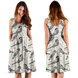 Pigeon Pattern Print Design 04 Sleeveless Midi Dress