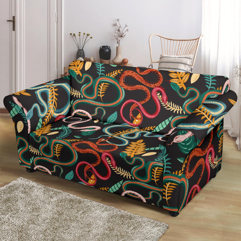 Colorful Snake Plant Pattern Loveseat Couch Slipcover
