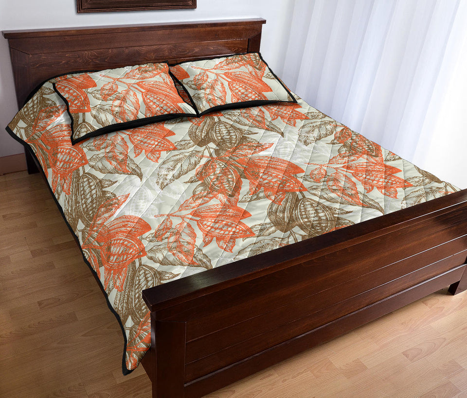 Cocoa beans Cocoa tree pattern Quilt Bed Set
