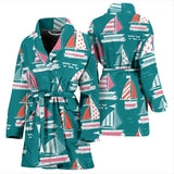 Cute Sailboat Pattern Women'S Bathrobe