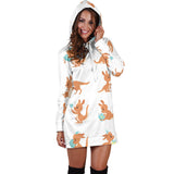 Cute Kangaroo Pattern Women'S Hoodie Dress