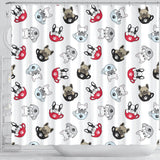 French Bulldog Cup Paw Pattern Shower Curtain Fulfilled In US