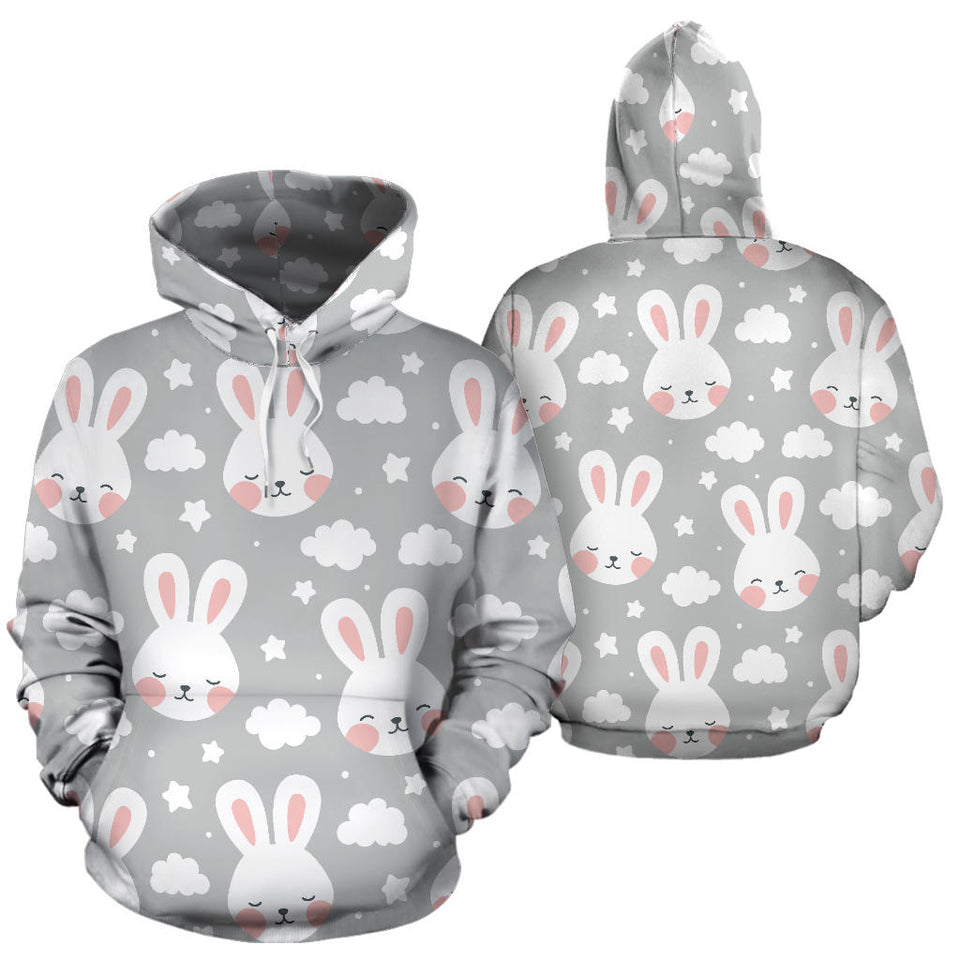 Rabbit Cloud Pattern Men Women Pullover Hoodie