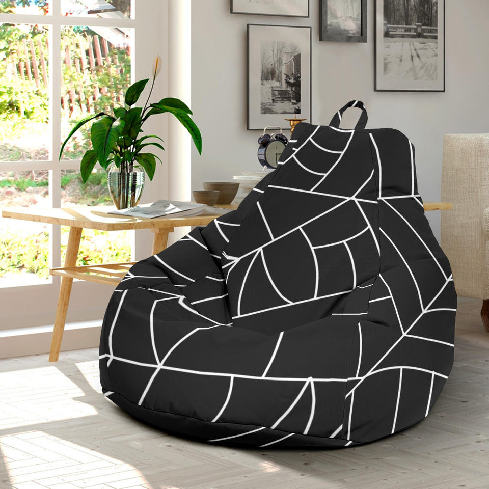 Spider Web Pattern Black Background White Cobweb Bean Bag Cover