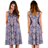 Indian Batik Style Pattern Sleeveless Midi Dress