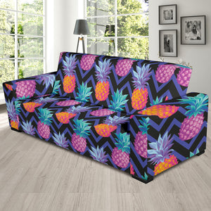 Pineapples Pattern Zigzag Background Sofa Slipcover