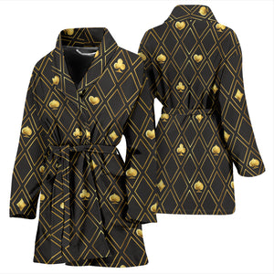 Casino Cards Suits Pattern Print Design 01 Women's Bathrobe