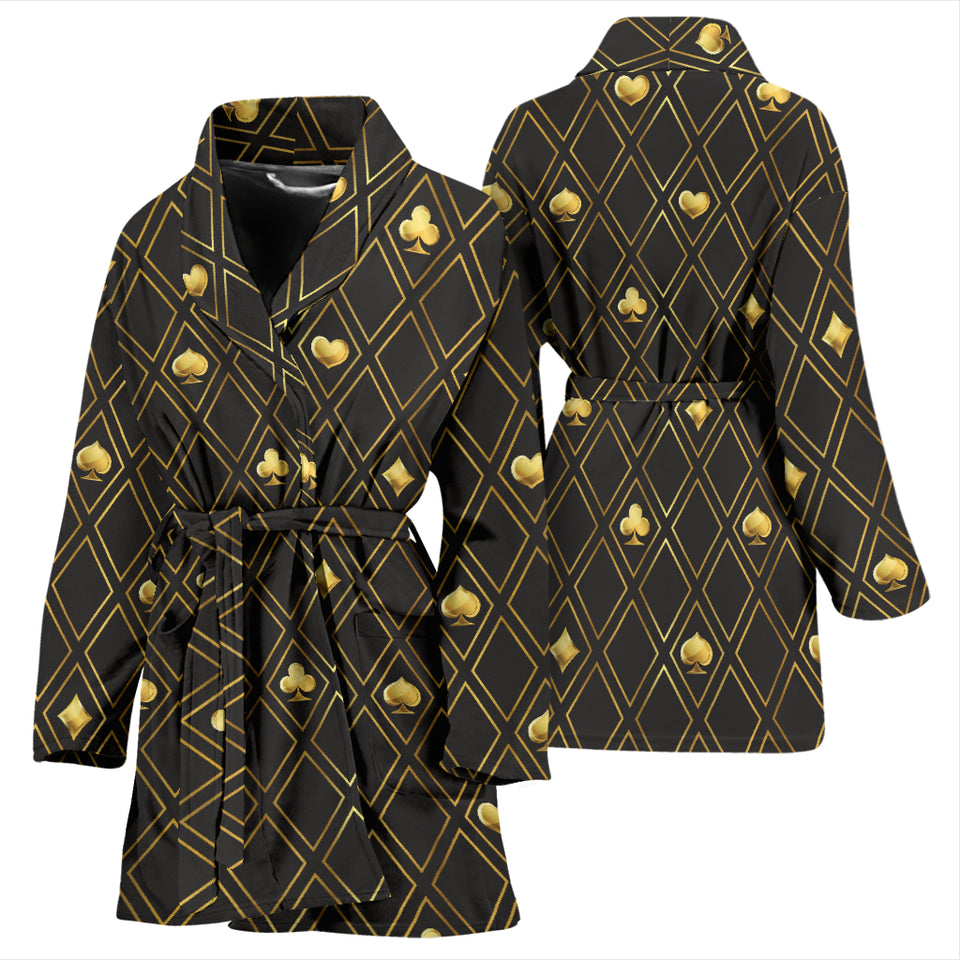 Casino Cards Suits Pattern Print Design 01 Women's Bathrobe