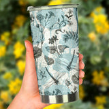 Dragonfly Butterfly Plants Insect Flower Vintage Style Pattern Tumbler