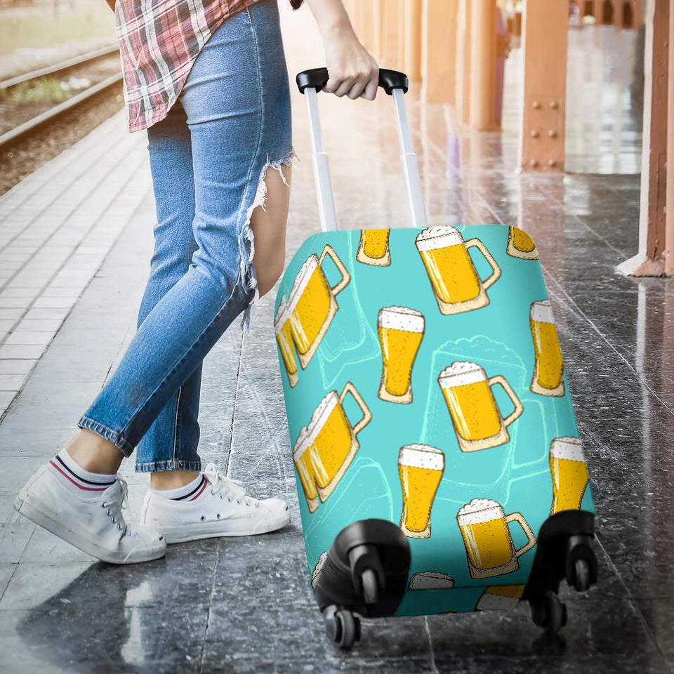 Beer Pattern Green Background Luggage Covers