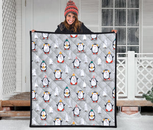Cute Penguin Christmas Pattern Premium Quilt