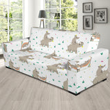 Cute Rhino Pattern Background Sofa Slipcover