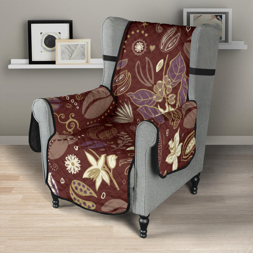 Coffee bean flower pattern Chair Cover Protector